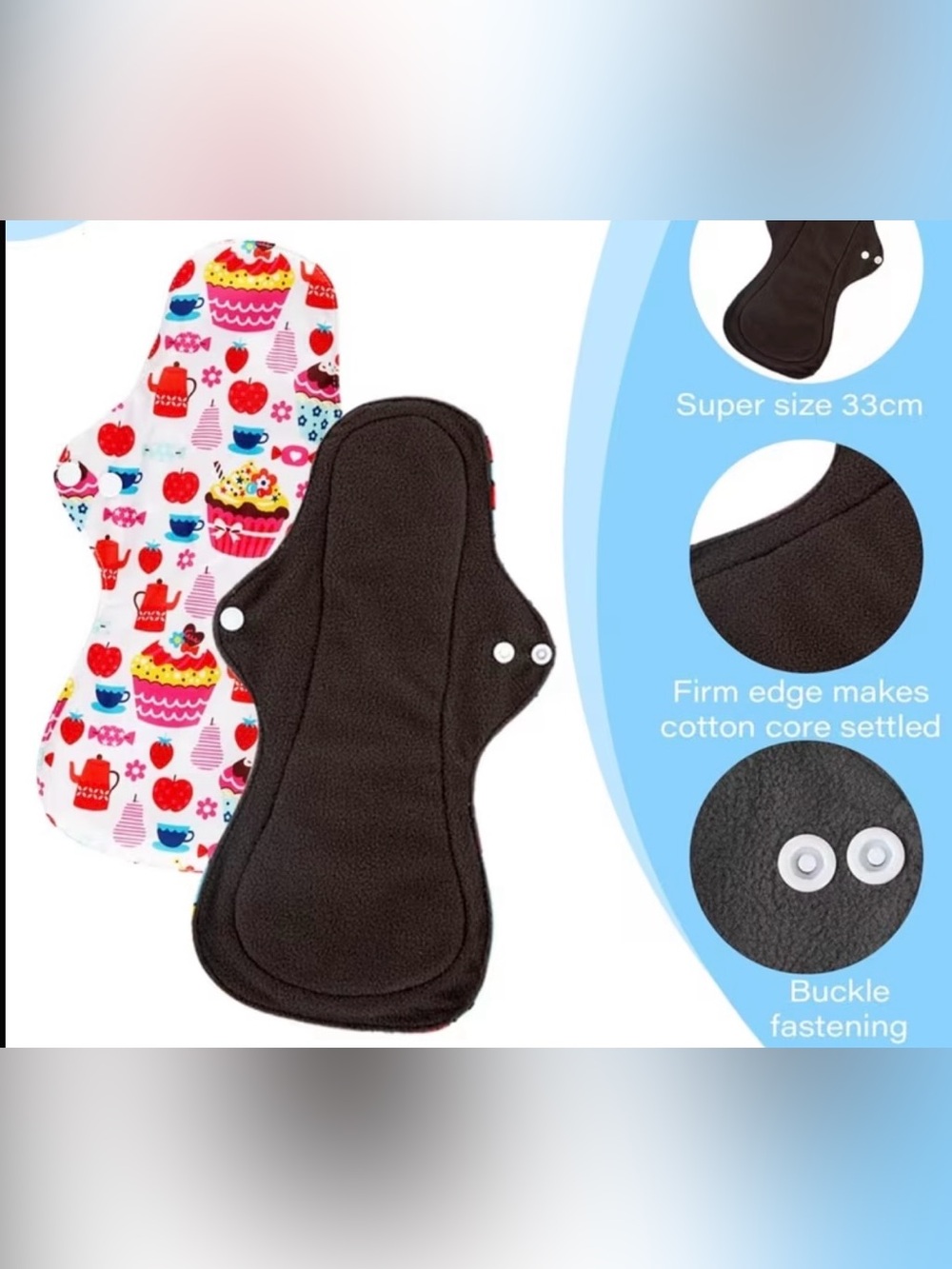 4 random-Colors Reusable Cloth Pads - Picture 2 of 5